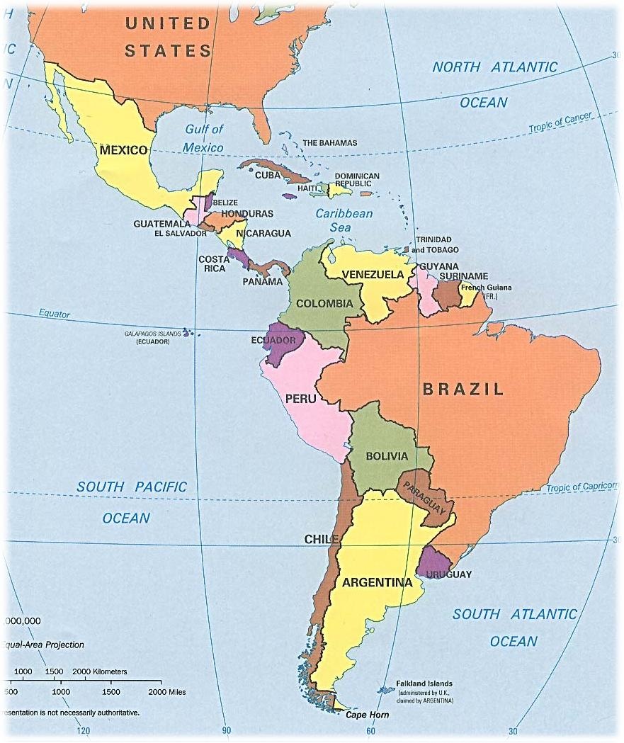 Latin America Caribbean Map Latin America & The Caribbean